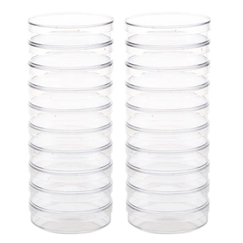 20 штук стерильных чашек Петри с крышками для лабораторных пластин, бактериальных дрожжей 55 мм x 15 мм