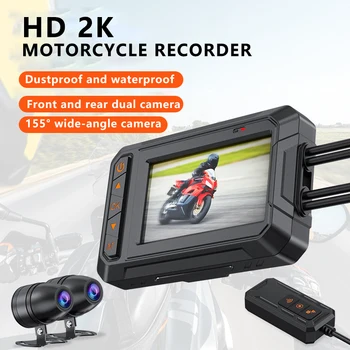 2K Full HD Двойная Камера Мотоциклетный Видеомагнитофон Автомобильный Видеорегистратор Ночного Видения Dash Cam Моторные Рекордеры с GPS Мотоциклетной Камерой