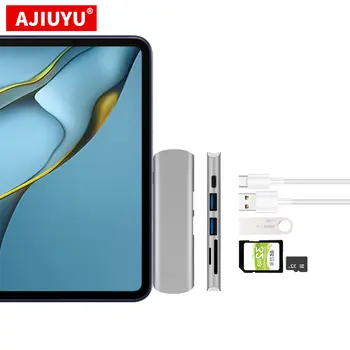 AJIYUU USB C Концентратор Для Huawei MediaPad M6 10,8 Tablet Type-C Док-адаптер USB 3,0 HDMI Порт SD Card Reader Мультидокинговый Разветвитель