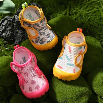 Детская летняя сетчатая дышащая нескользящая обувь для малышей от 10 до 4 лет, сандалии ярких цветов для маленьких мальчиков и девочек, легкая школьная обувь Prewalker