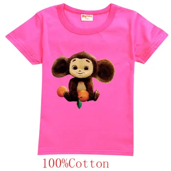 Детская летняя футболка с изображением Чебурашки, хлопковые футболки с короткими рукавами для девочек Чебурашка Модные топы для маленьких мальчиков, футболки для малышей, одежда от 8 лет