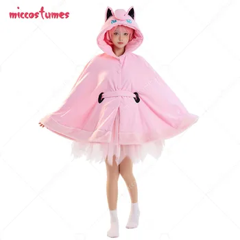 Женский Короткий плащ Kawaii Cat Girl с капюшоном, плюшевая накидка и фатиновая юбка с поясом, костюм для Косплея