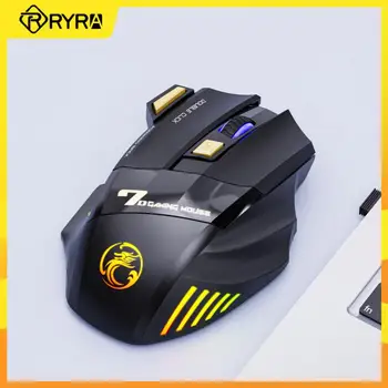 Компьютерная Мышь RYRA Gamer RGB Mause Gamer Эргономичная Красочная Дышащая Легкая Беспроводная Мышь 7 Кнопок 2.4G Для Портативных ПК Компьютер
