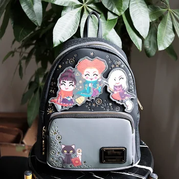 Мини-рюкзак Disney Loungefly Фокус-Покус Чиби из искусственной кожи Винифред, Мэри и Сара и Милый Кот Тэкери Бинкс