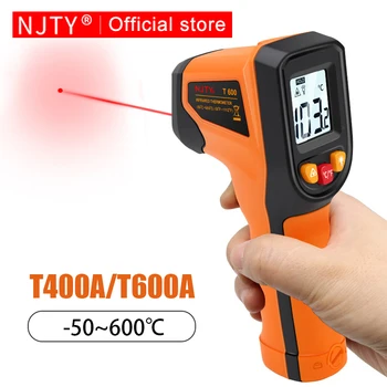 Цифровой инфракрасный термометр NJTY-50 ~ 600 ℃ Лазерный термометр-пирометр пистолет бесконтактный лазерный измеритель температуры Промышленные инструменты